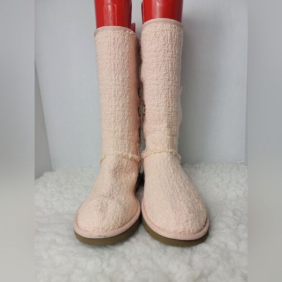 Ugg Heirloom Womens Boots Size 7 Apricot Lace Up Fabric Fashion Shoes - Picture 2 of 8